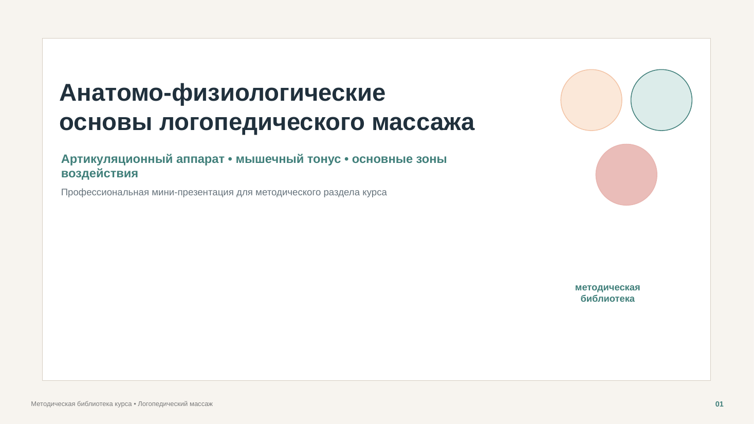 Обложка презентации «Анатомо-физиологические основы логопедического массажа»